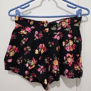 Floral Black Women's Shorts
